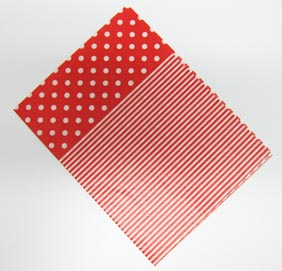 Decoupage-Papier A3 gefaltet Tupfen + Streifen rot